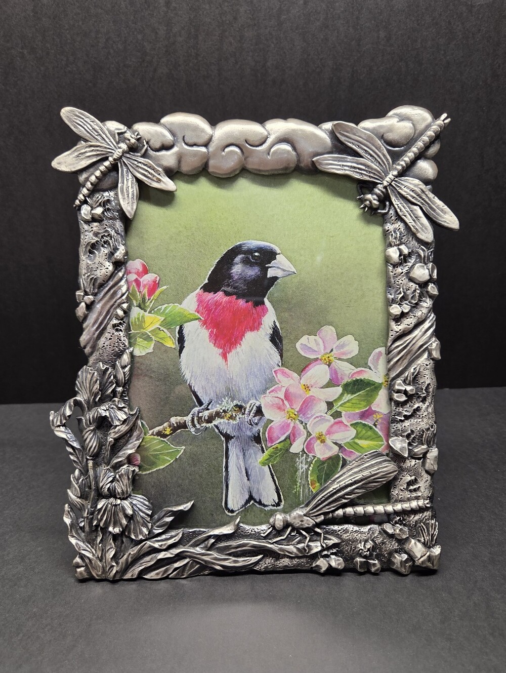 Pewter Dragonfly Floral Iris Welforth Frame Very Heavy Fits 5x7 Image